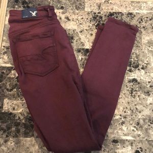American Eagle maroon hi-rise jeggings